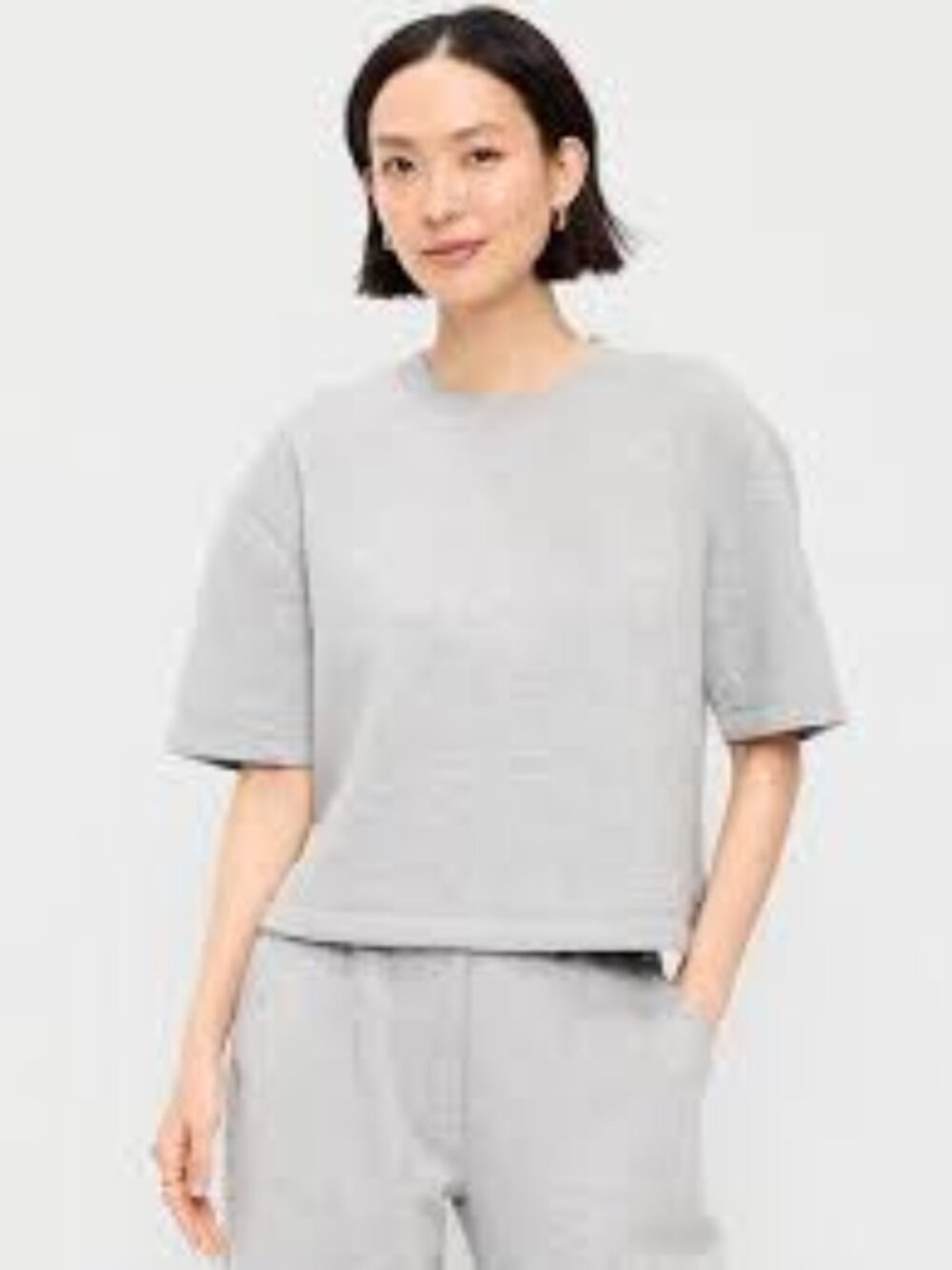 Old Navy | Bounce Fleece Relaxed Short-Sleeve Top | Heather Gray | XS